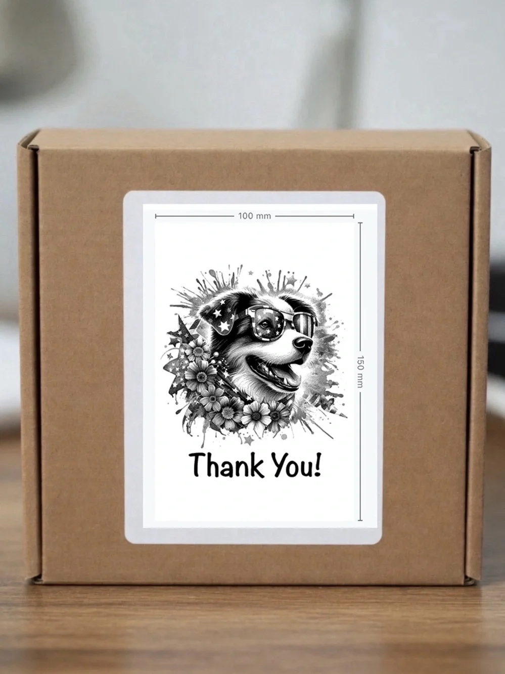 Patriotic Australian Shepherd Thank You Stickers  4”x6”-100ct.
